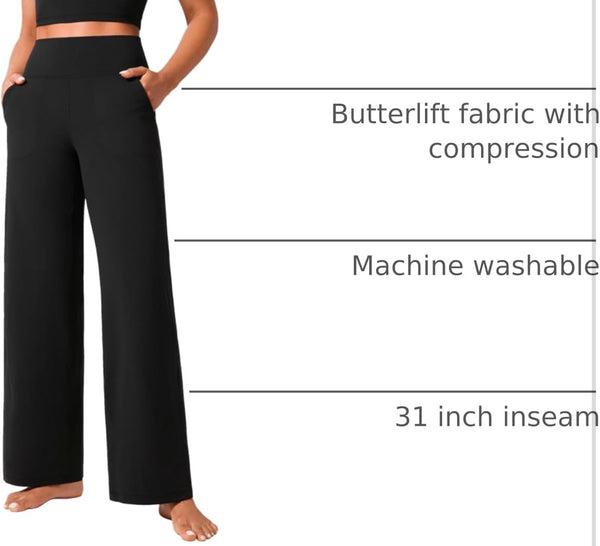 CRZ YOGA Butterlift Wide Leg Pants Pockets - High Waisted Yoga Lounge Buttery Soft Comfy Casual Womens