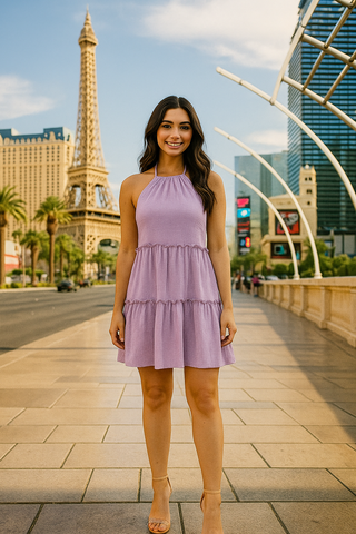 Lavender Glow Halter Dress