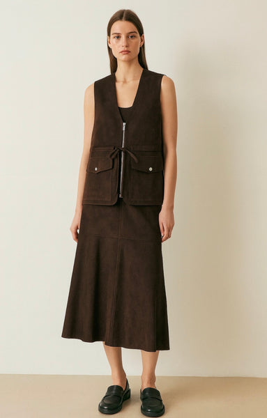 Matching Set 2 pieces Suede Vest and Skirt