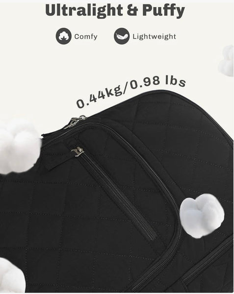 Hynes Eagle Travel Laptop Backpack Quilted College Backpack for Women Puffer Casual Daypack Personal Item Bag for 16 Inch Classic
Black