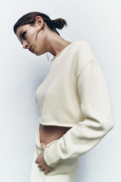 Zara Cream Cropped Sweater