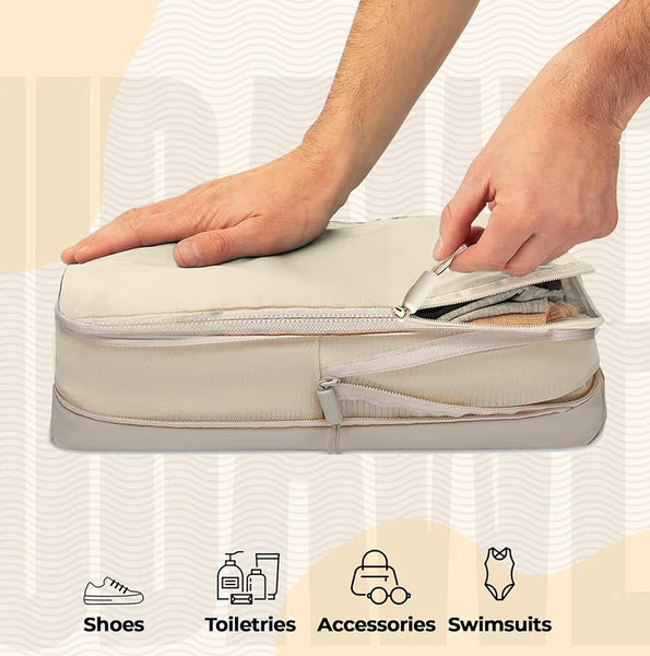 6-Piece Compression Packing Cubes Set – Travel Organizer Bags for Women & Men