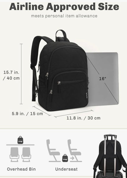 Hynes Eagle Travel Laptop Backpack Quilted College Backpack for Women Puffer Casual Daypack Personal Item Bag for 16 Inch Classic
Black