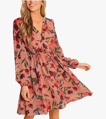 Dusty Rose Flowy Chiffon Mini Dress