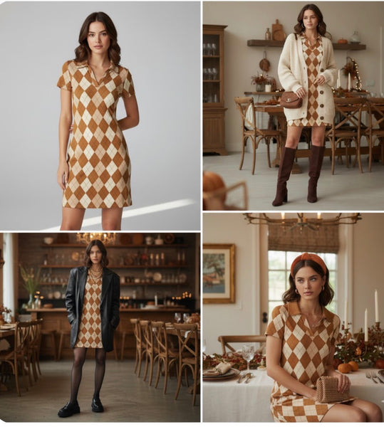 GOOD LUCK GEM Argyle Dress