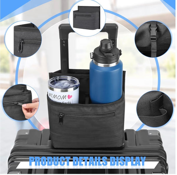 Luggage Travel Cup Holder Attachment – Hands-Free Drink Carrier for Travelers