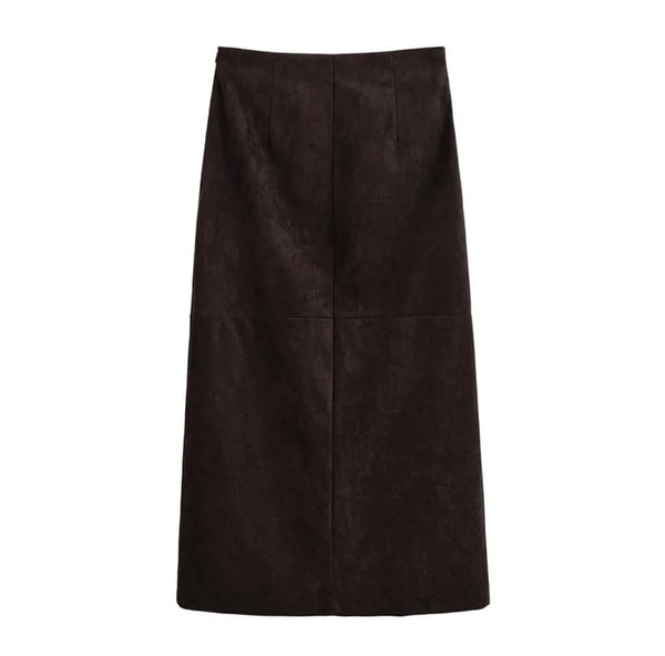 Women's Clothing Street Style High Street Fashion Coffee Color Bodycon Long Skirt