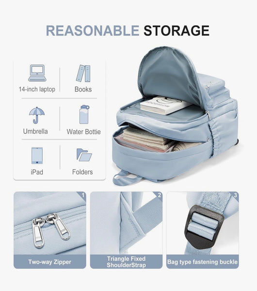 College Backpack For Women Men,Lightweight High School Bag, School Backpack With Lots Of Pockets,Cute Bookbag For Teens Boys Girls, Casual Daypack Backpack For School(Blue)