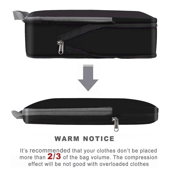 BAGAIL 4 Set/6 Set/8 Set Compression Packing Cubes Travel Accessories Expandable Packing Organizers (Cloth Pattern, 4-
Black)