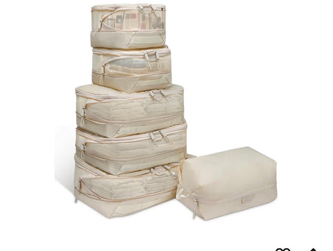 6-Piece Compression Packing Cubes Set – Travel Organizer Bags for Women & Men