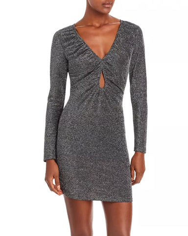 Aqua Shimmering Black Long Sleeve Dress