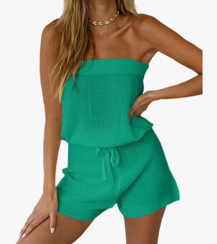 Summer Knit Two-Piece Romper Set