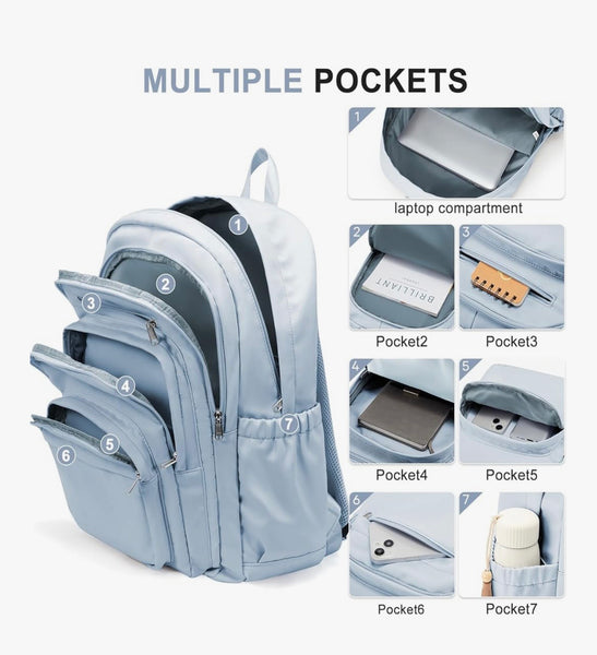 College Backpack For Women Men,Lightweight High School Bag, School Backpack With Lots Of Pockets,Cute Bookbag For Teens Boys Girls, Casual Daypack Backpack For School(Blue)