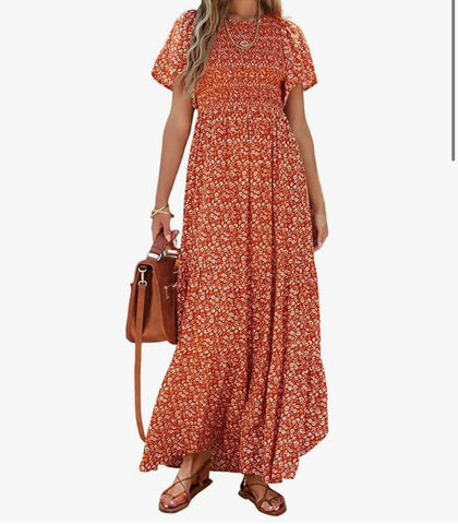 Sunset Bloom Boho Maxi Dress