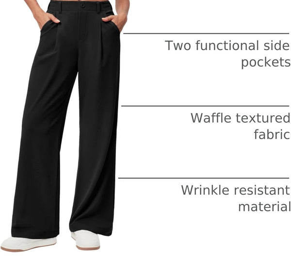 Wide Leg Pants Woman Stretchy Work Dress Pants Women Pull on Business Casual Slacks Trousers Fall Outfits