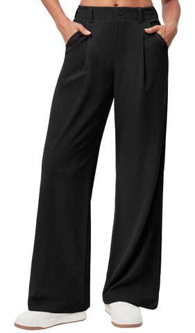 Wide Leg Pants Woman Stretchy Work Dress Pants Women Pull on Business Casual Slacks Trousers Fall Outfits