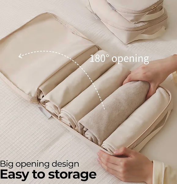 6-Piece Compression Packing Cubes Set – Travel Organizer Bags for Women & Men