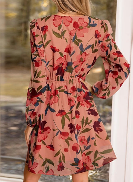 Dusty Rose Flowy Chiffon Mini Dress