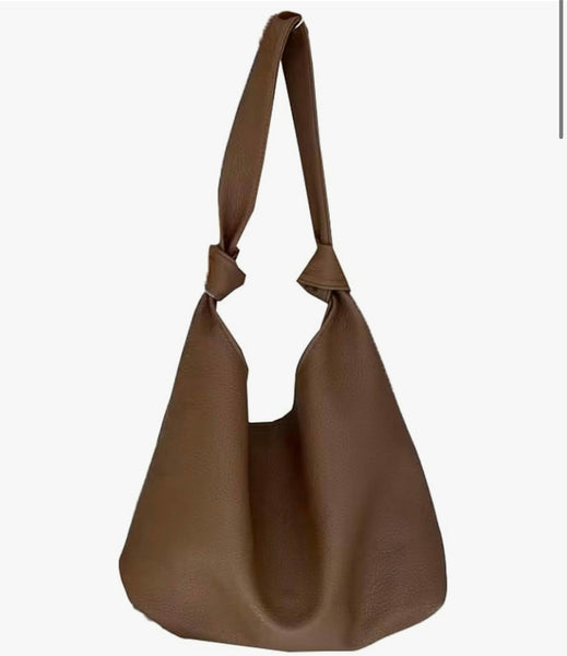 "Carmen Coffee Leather Hobo Tote"