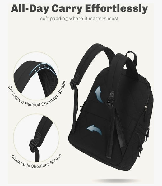 Hynes Eagle Travel Laptop Backpack Quilted College Backpack for Women Puffer Casual Daypack Personal Item Bag for 16 Inch Classic
Black