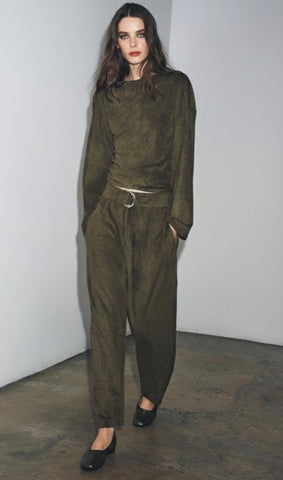 Faux Suede Set Ballon Pants and Top