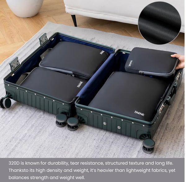 BAGAIL 4 Set/6 Set/8 Set Compression Packing Cubes Travel Accessories Expandable Packing Organizers (Cloth Pattern, 4-
Black)