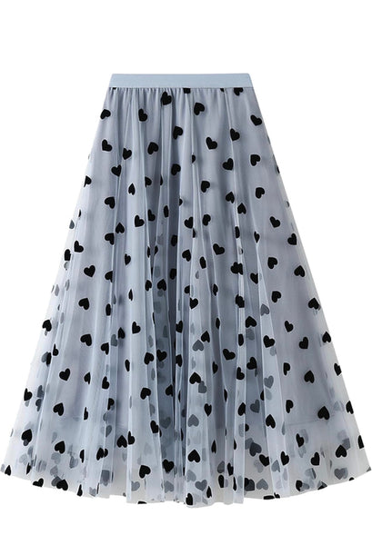 Women's 3D Posy Double-Layered Mesh Midi Skirt