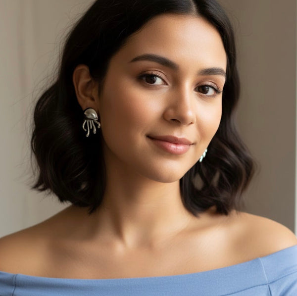 Jellyfish Silver Studs Earrings