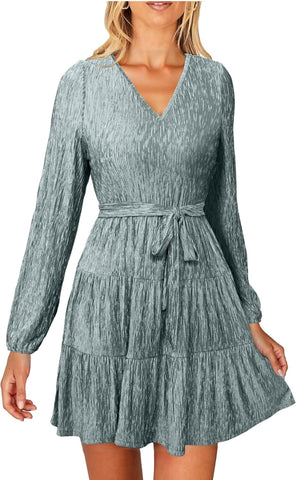 Velvet Long Sleeve V Neck Fall Dress Tiered Flowy
Mini Cocktail Dress Winter Casual Short Dresses