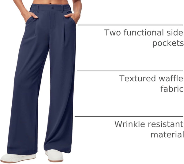 Wide Leg Pants Woman Stretchy Work Dress Pants Women Pull on Business Casual Slacks Trousers Fall Outfits