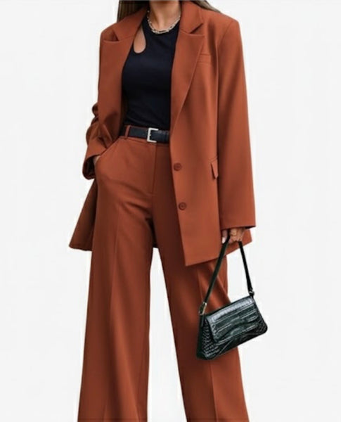 Women’s 2-Piece Pantsuit – Open Front Blazer & Trousers Set