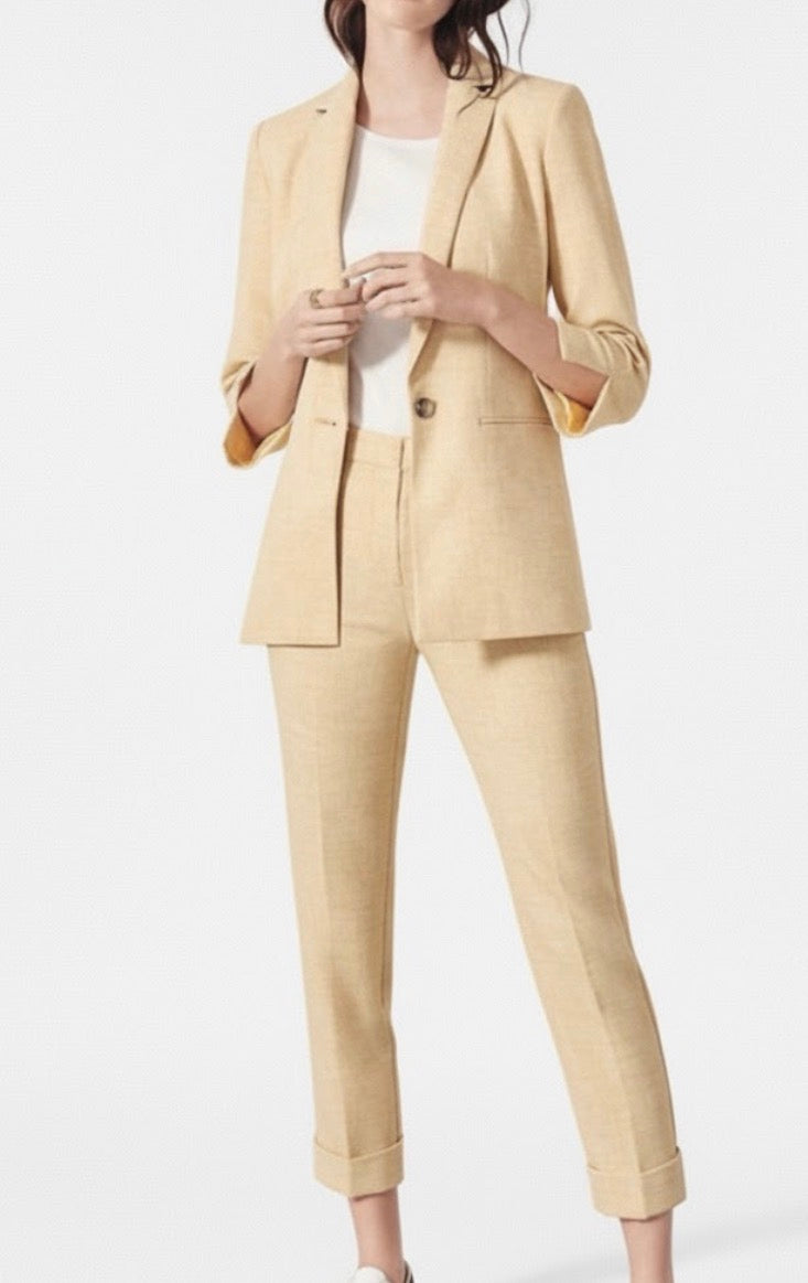 ANN TAYLOR yellow crosshatch cuffed ankle and Blazer. suit 2 pc