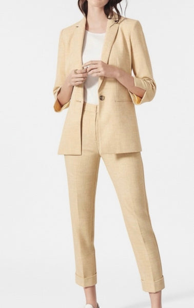 ANN TAYLOR yellow crosshatch cuffed ankle and Blazer. suit 2 pc