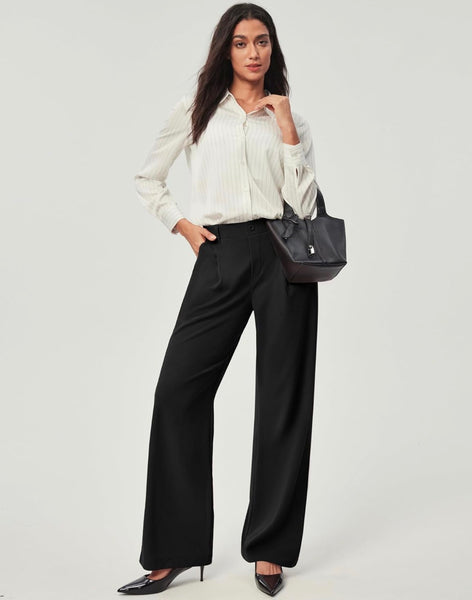 Wide Leg Pants Woman Stretchy Work Dress Pants Women Pull on Business Casual Slacks Trousers Fall Outfits