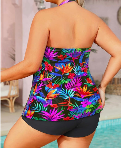 Ayla Leaf Breeze Tankini Set - swimwear