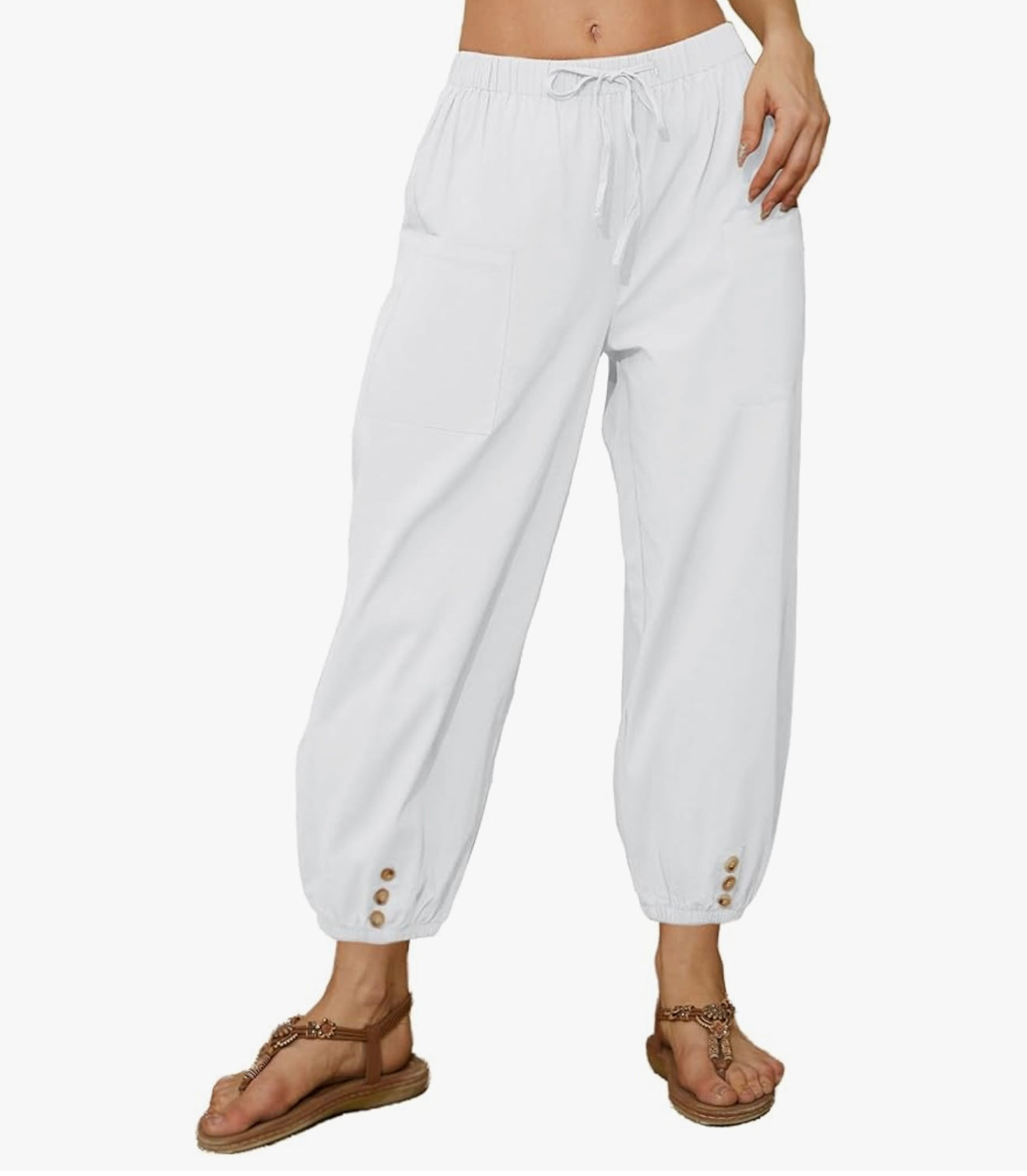 Mila Cotton Capri Pants- white