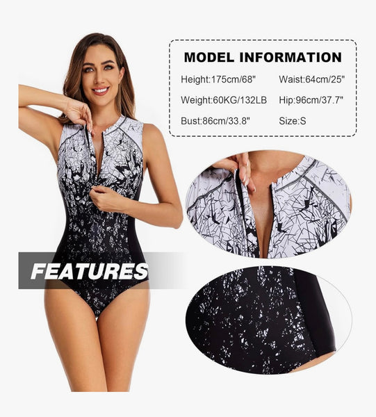 Isla Zip-Up Surf Swimsuit- swimwear