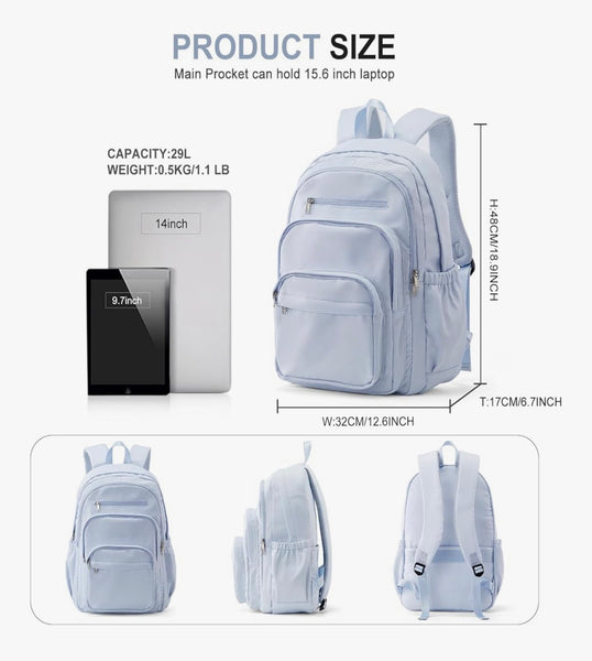 College Backpack For Women Men,Lightweight High School Bag, School Backpack With Lots Of Pockets,Cute Bookbag For Teens Boys Girls, Casual Daypack Backpack For School(Blue)