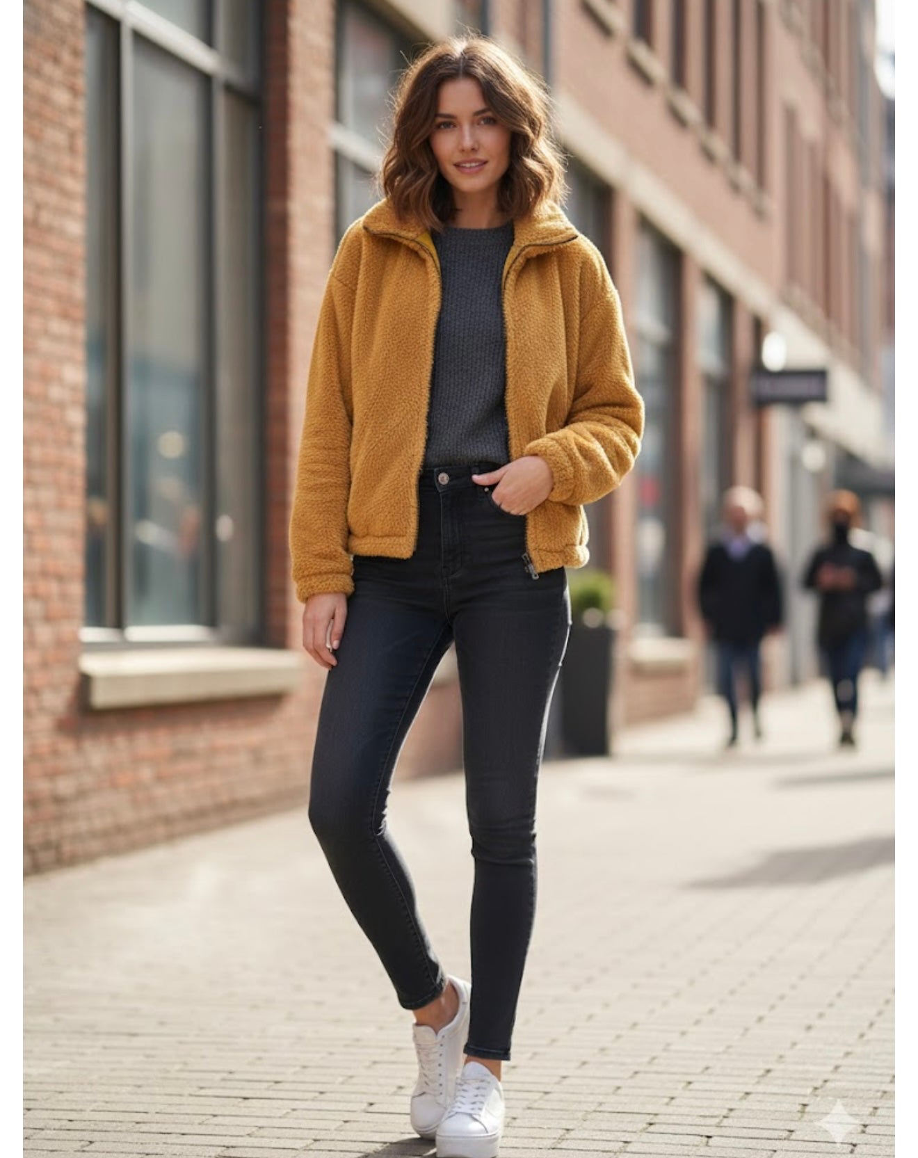 THIS & MORE warm mustard teddy jacket