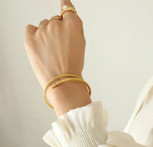 Stripe Bangle 18K Gold Plated