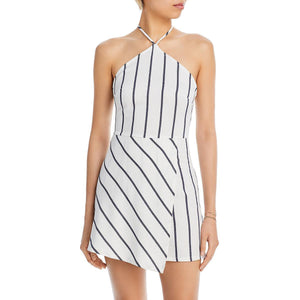 Zoe Halter Romper – Black & White Striped Casual Summer Outfit