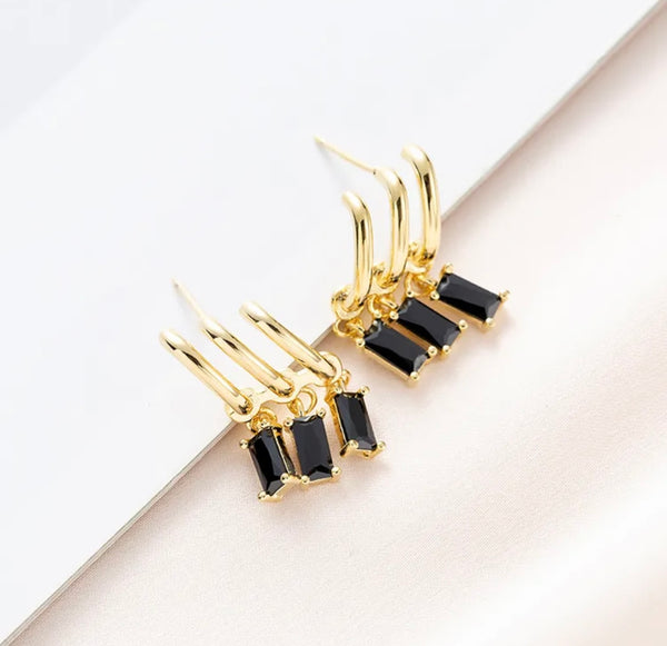 Triple Square Drop Earrings