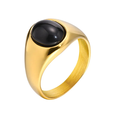 Black Natural Stone Agate Ring